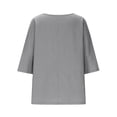 thumbnail image 4 of Gamivast Linen Womens Linen Shirts Loose Fit 3/4 Sleeve Tops Boat Neck Boho Tops Solid Casual Tops Summer Beach Vacation Wear Comfy Outfits, 4 of 7