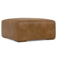 thumbnail image 2 of Leather Ottoman Rectangular Coffee Table Footrest - 34" Wide Caramel Brown, 2 of 9