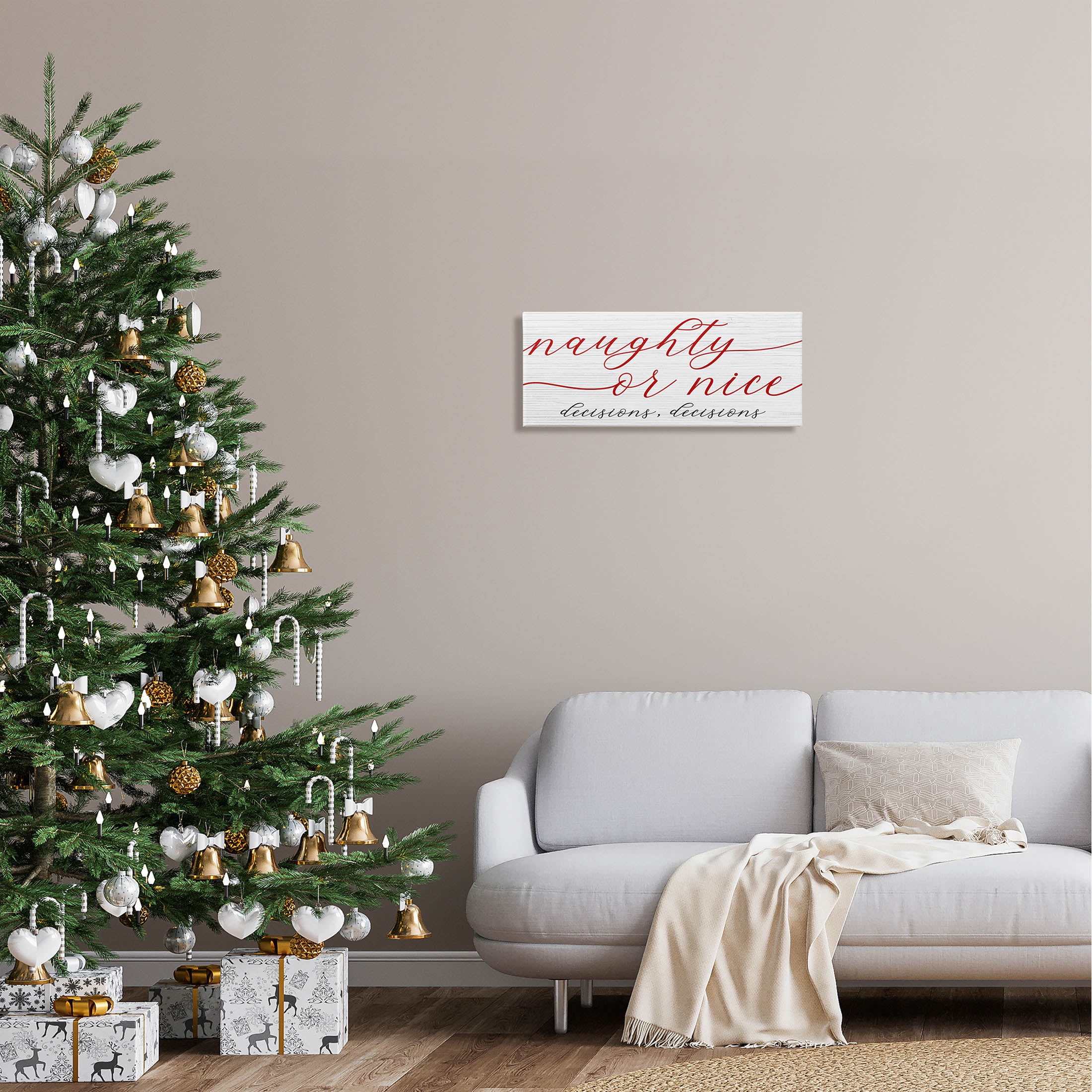 Naught Or Nice Decisions Humor Holiday Graphic Art Gallery Wrapped Canvas Print Wall Art