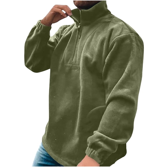Men's Shaker Sweatshirts Casual Half Zip Stand Collar Pullover Sweaters Oversized Long Sleeve Streetwear Solid Basic Blouse Tops