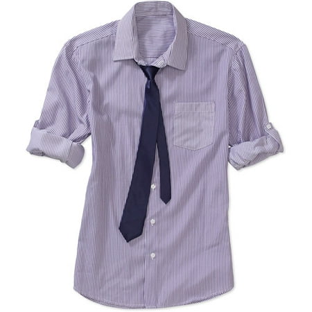 Mens Yarn Dye Pattern Roll Up Sleeve Sh