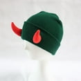 thumbnail image 2 of Halloween Devil Horn Hats Slouch Knit Crochet Beanie Winter Fall Warm Hip Hop Soft Caps for Indoor Outdoor, 2 of 7