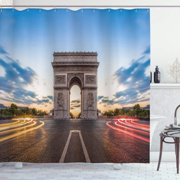 Ambesonne Paris Shower Curtain, Famous Champs Elysees, 69"Wx84"L, Multicolor