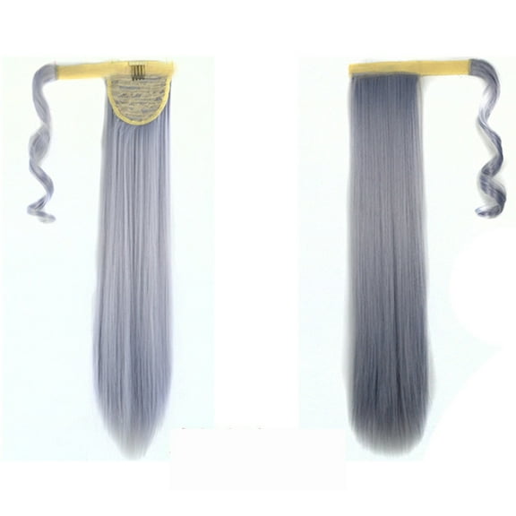 Blekii Real Human Hair Clip-In Ponytail Extension - Straight Tail Wrap Around, Natural Looking