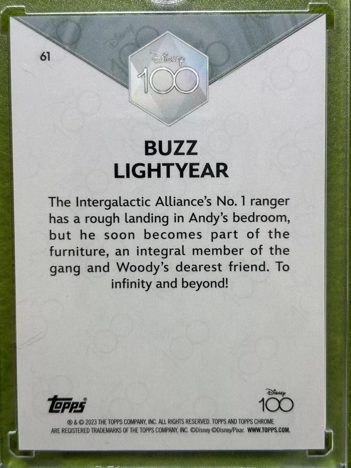 Buzz LightYear DISNEY 100 PINK REFRACTOR # /399 Toy Story CARD