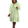 thumbnail image 3 of Bellella Robe pour Femme Grande Taille Longueur Genou Robes Manches Longues Ample Col à Revers Vacances Vert Clair 3TG, 3 of 3
