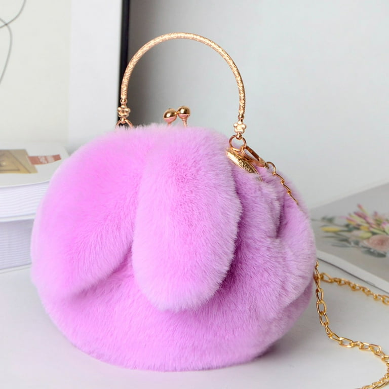 Bmisegm Outdoor Cute Ladies Shoulder Bag Casual Shopping Messenger Bag Round Cat Ear Plush Handbag Sling Backpack Vintage Purple One Size Walmart