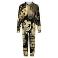 thumbnail image 4 of Bendy And The Ink Machine Men's Hooded Jumpsuit - Zip Up One Piece Pajamas Soft Cozy Winter Warm Plush Loungewear, 4 of 8