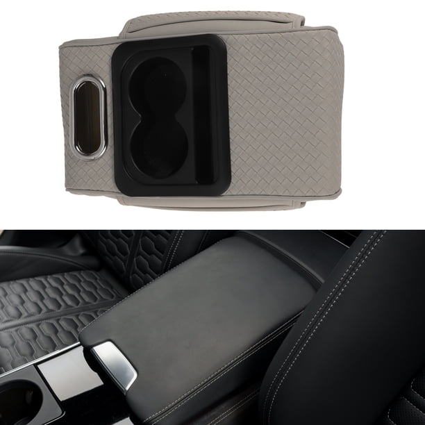 Funda del Consola Central del Coche Unique Bargains Almohadilla del Consola Central Multifuncional 13.78"x7.09"x2.76" Gris Negro Cuero Lapa