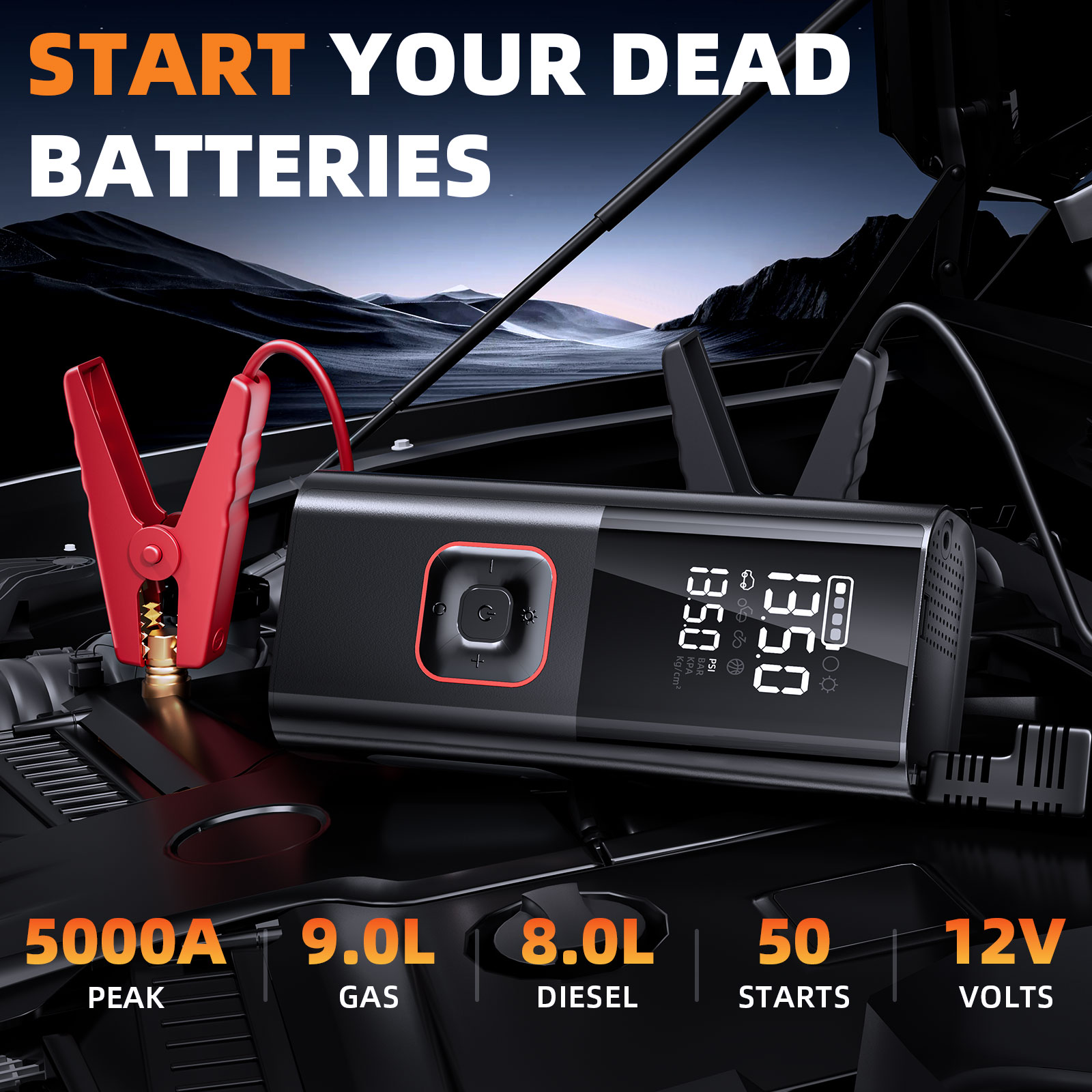 Peemario 5000A Jump Starter 160PSI Air Compressor photo 7