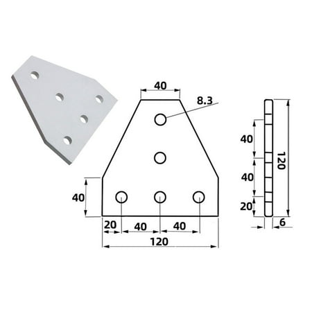 

5 Hole Joint Plate Corner Angle Plate Support Connection Strip For3030 4040 2020