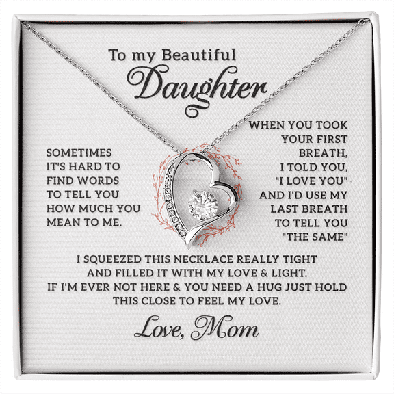 To My Daughter How Much You Mean to Me Forever Necklace w Message Card