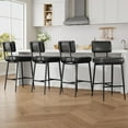 thumbnail image 4 of Bar Stools Set of 4, Faux Leather Counter Height Bar Stool with Back, Metal Legs, Modern Upholstered Barstool Chairs for Island, Counter Bar, Kitchen, Black, 4 of 9