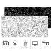 Topographic White Gaming Mouse Pad With Perfect Glide Wide, Big, Long, Extended