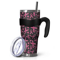 40oz Tumbler,Breast Cancer Insulated Tumblers with Removable Handle,Stainless Steel Double Vacuum Coffee Tumbler Cup with Straw for Home,Office,Travel,Party