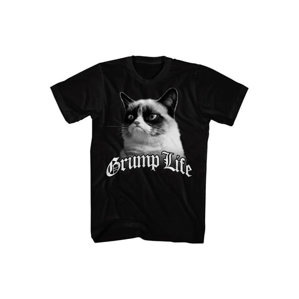 T-Line - Grumpy Cat Thug Life Funny Unisex Adult Black T-Shirt Tee ...