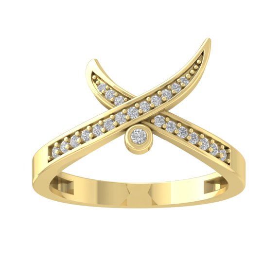 Araiya 10K Yellow Gold Diamond Criss Cross Band Ring (1/6 cttw, I-J Color, I2-I3 Clarity), Size 7