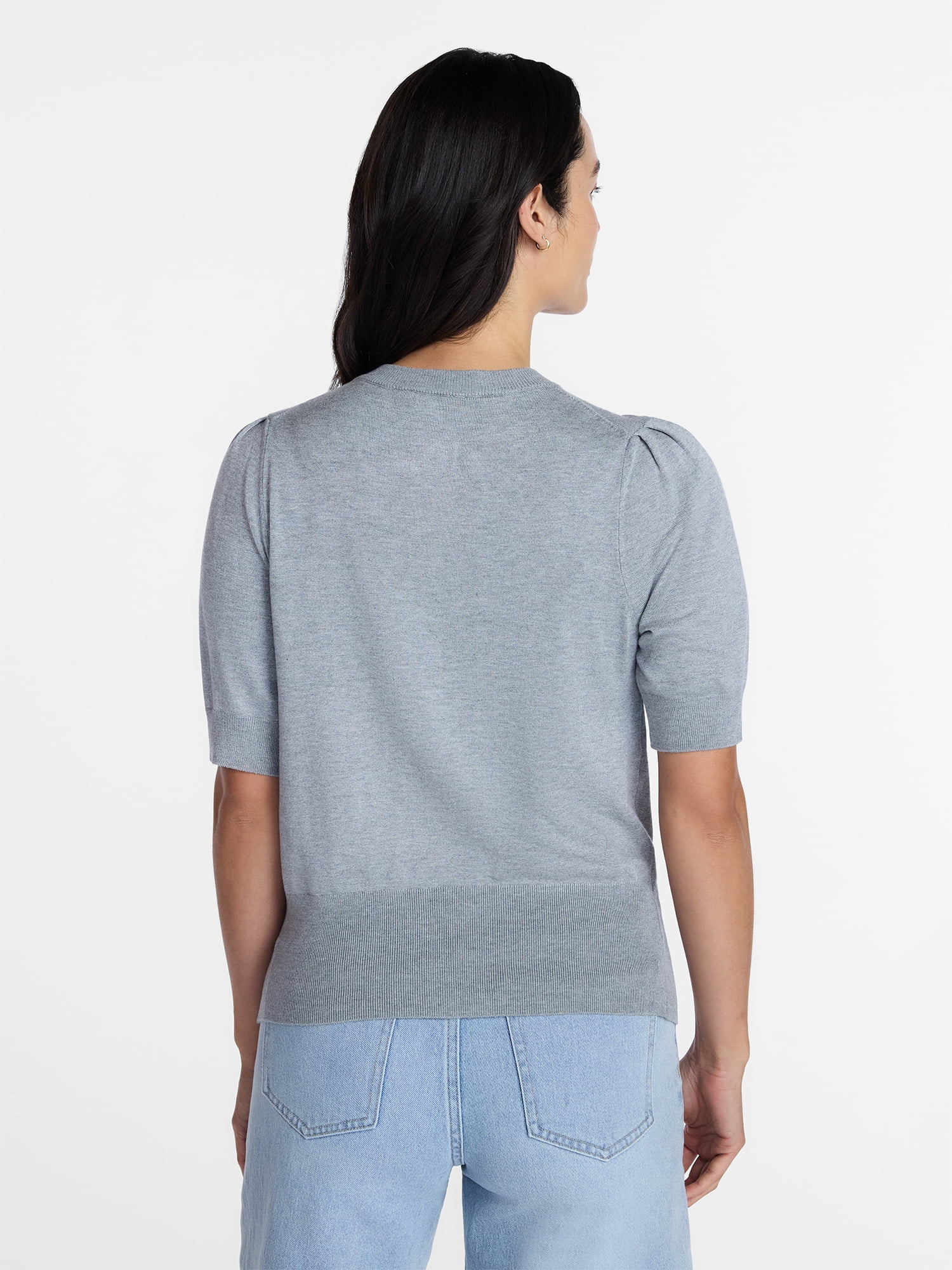 Time and Tru Woman's Crew Cardigan with Short Sleeves, Sizes XS-XXXL