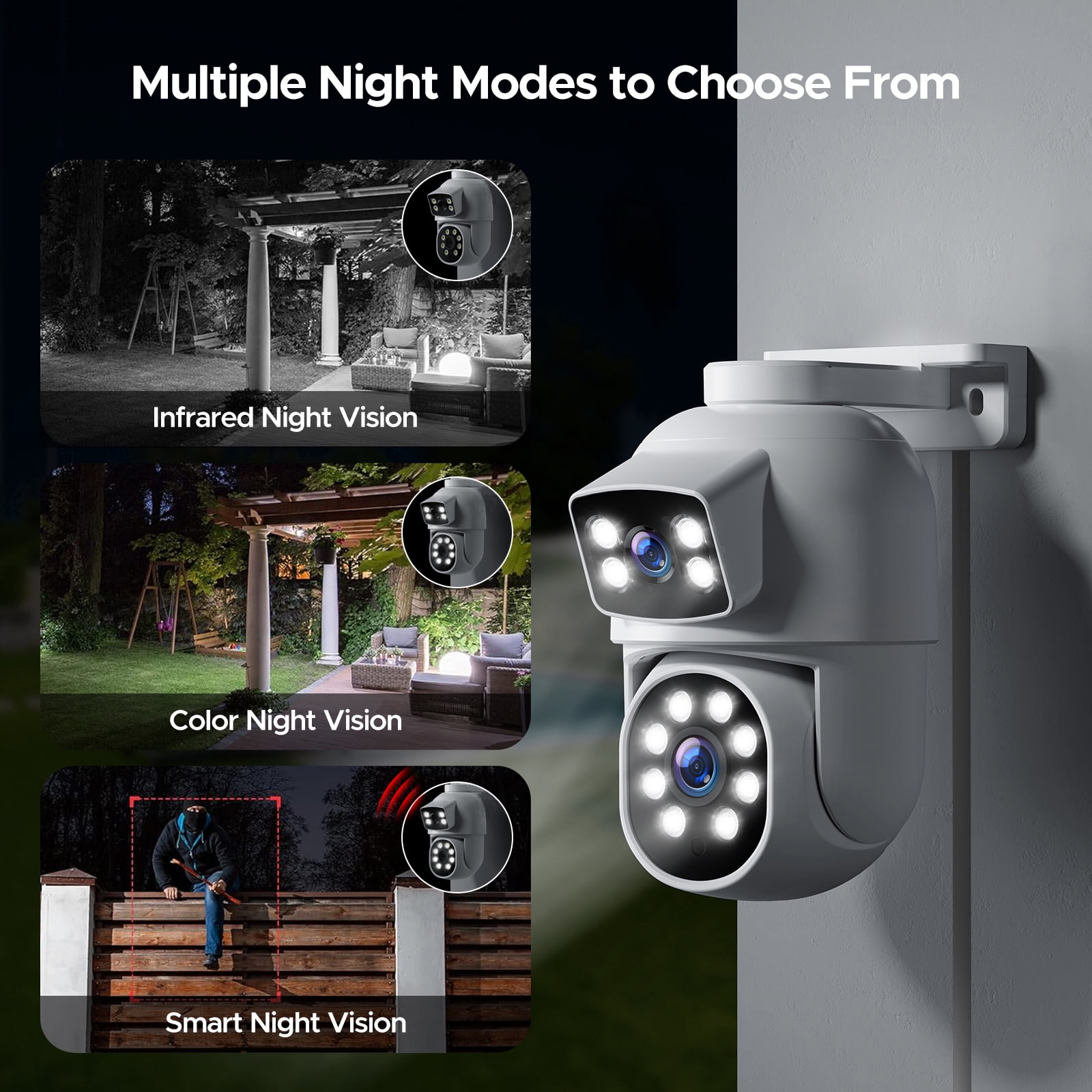 TOGUARD SC52 Wired Security Camera System Outdoor with 500G Hard Drive 4K 8CH CCTV NVR 4Pcs 1080P Dual Lens PTZ POE Dome Surveillance Cameras HDMI Connector