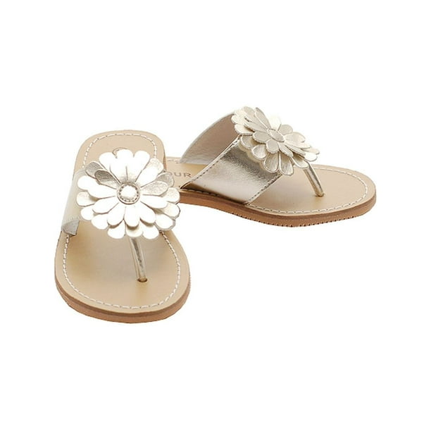 IM Link - Gold Daisy Flip Flop Spring Sandals Shoes ...
