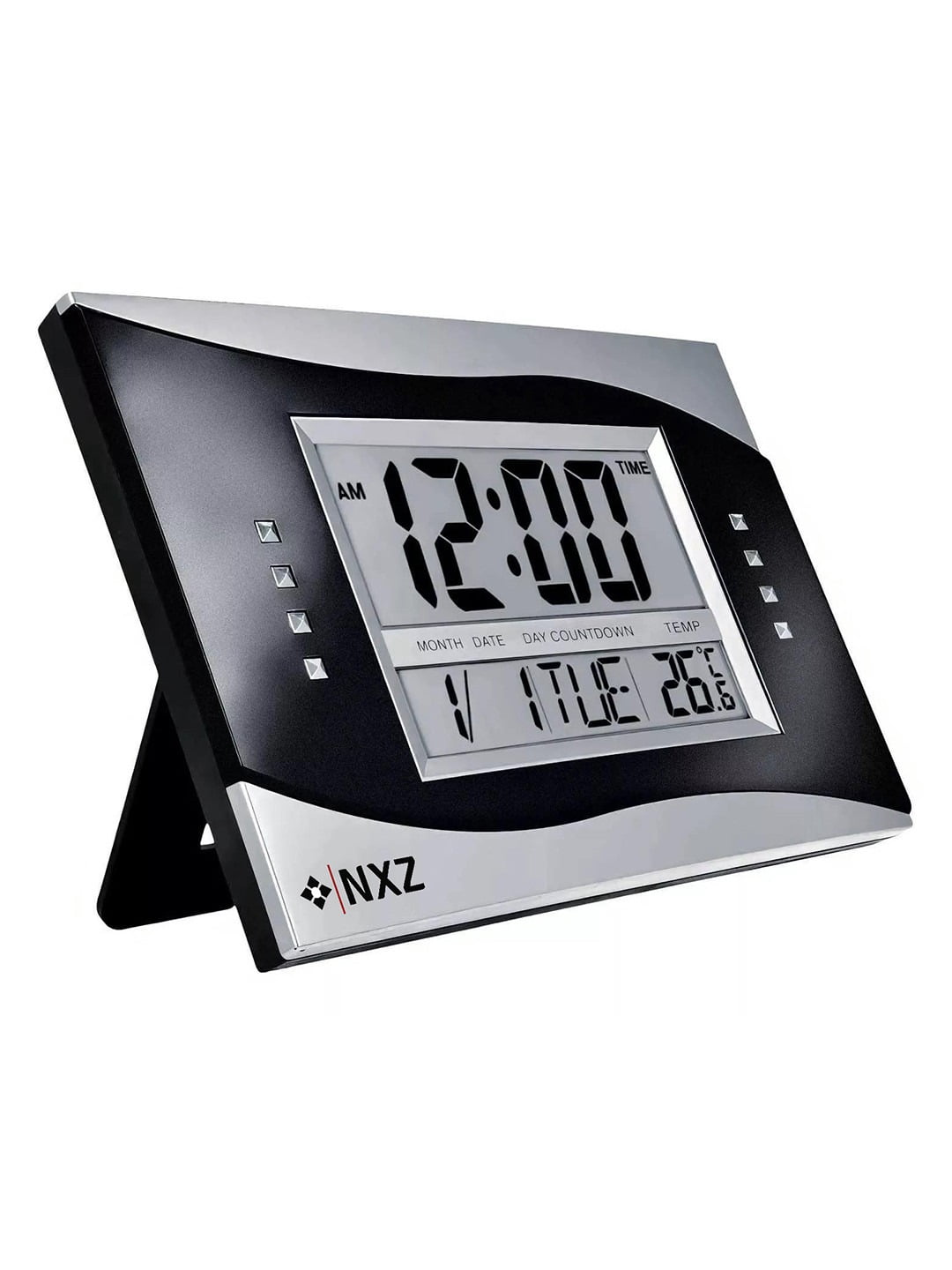 Digital LCD Display Temperature and Calendar Display Wall Clock for Home & Office Use, Wall Mountable & Desk Use Battery Operated Clocks