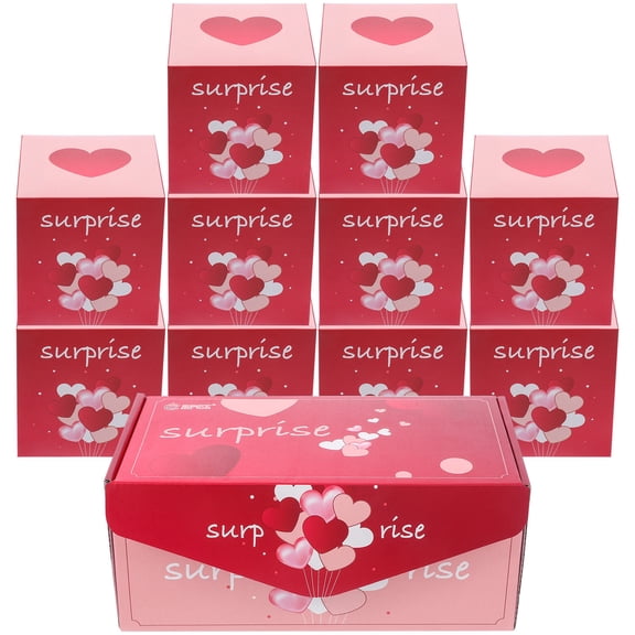 LOLIPPYY Set of 10 Valentine's Day Party Favor Boxes, Heart-Shaped Paper Boxes in Assorted Colors for Bouncing