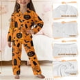 thumbnail image 6 of Yuyamidu Pumpkin Kids Pjs Sets Long Sleeve Lounge Wear 2 Pieces Bat Button Down Pajama Pants and Top with Pockets Fall Spring Winter Clothing Halloween Sleepwear 5-6 Years, Orange, 6 of 7