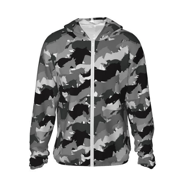Balery Horse Silhouette Sudadera ligera de manga larga con capucha y protección solar UPF 50+ para hombre y mujer, ideal para pesca y running-X-Large