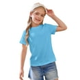 thumbnail image 5 of XIMIN Kids Girls Cotton Short Sleeve Plain Color Round Neck T Shirts Summer Crewneck Basic Tops Tees Loose Casual Shirts Comfy Athletic Tops Blouse Workout Top, 5 of 6