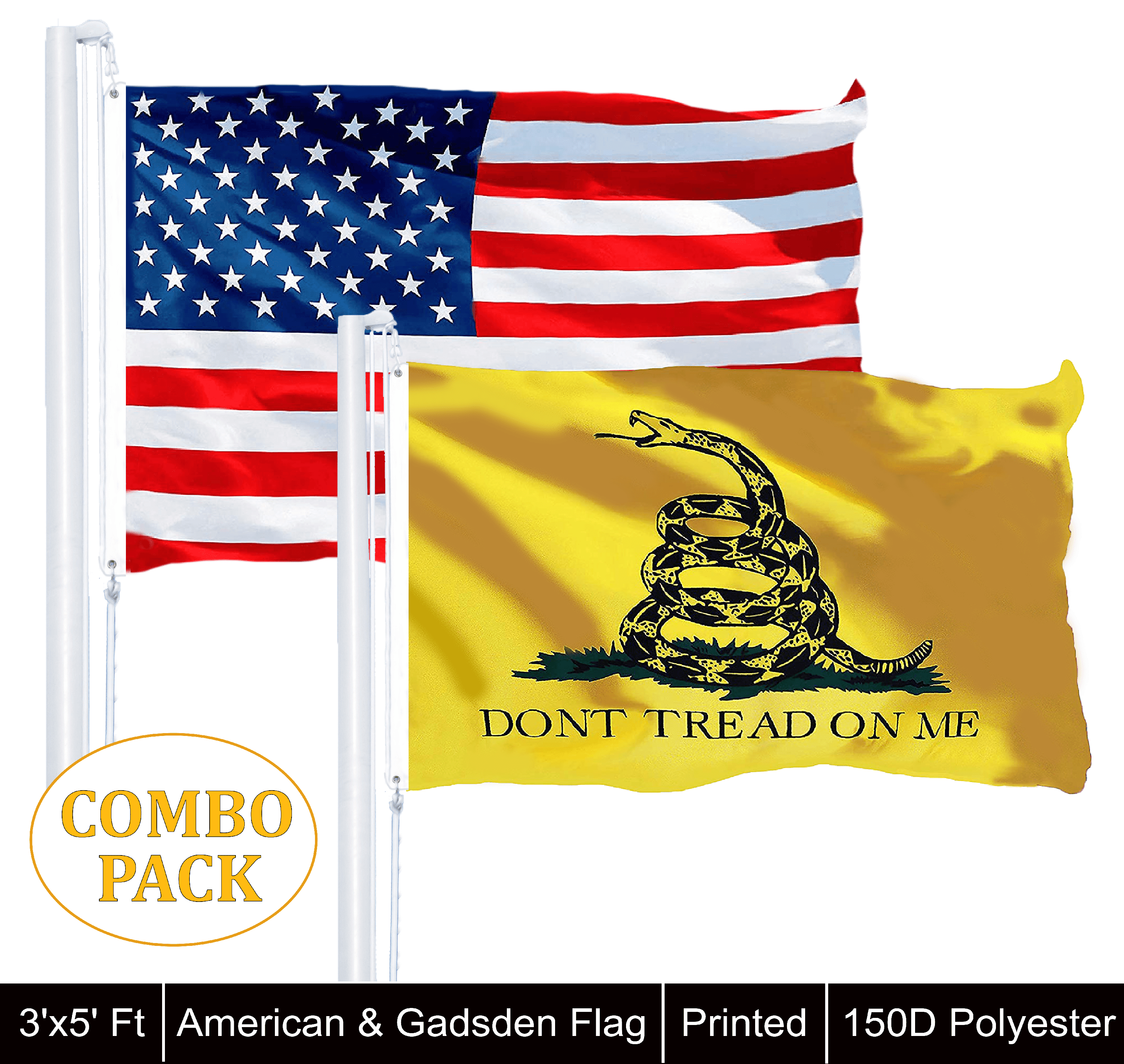3x5 3'x5' Wholesale Set 5 Pack of Gadsden Texas Don't Tread On Me 5 Flags Flag 