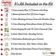 Fujifilm Instax Mini 12 Instant Camera with Case, 20 Fuji Films, Decoration Stickers, Frames, Photo Album and More Accessory kit (Blossom Pink)