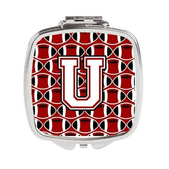 Letter U Football Cardinal & White Compact Mirror