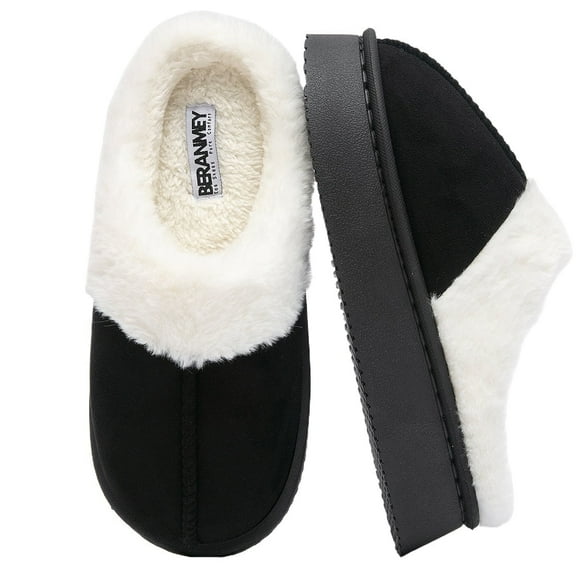 BERANMEY Thick-Soled Fuzzy Slippers for Women & Men - Cozy Platform House Shoes with Anti-Slip Sole, Warm Plush Lined Indoor Outdoor Short Ankle Slippers