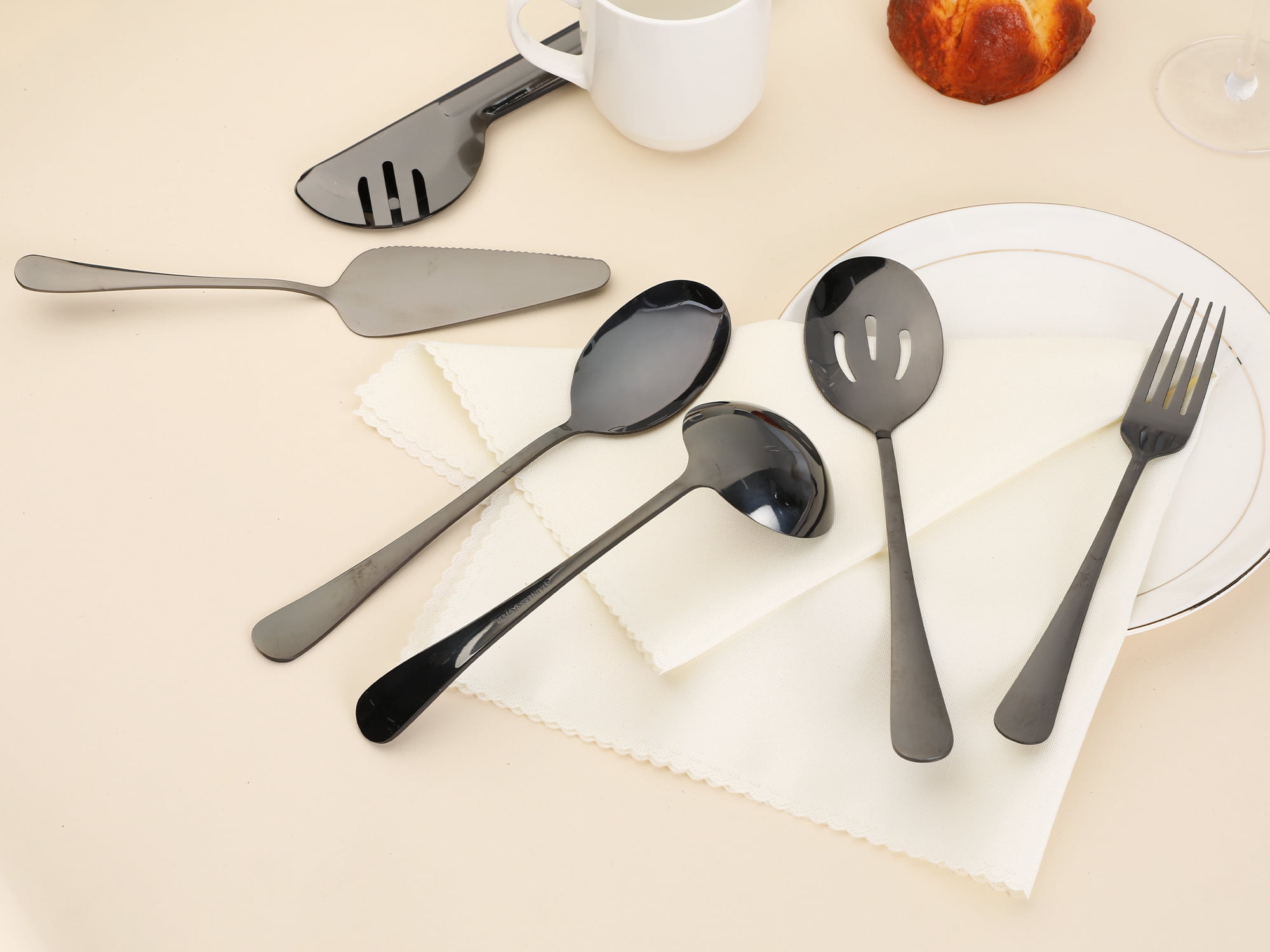 Unique Bargains 10 Piece Silverware Set Stainless Steel Flatware Black 10 Pcs