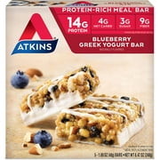 Atkins Protein-Rich Meal Bar, Blueberry Greek Yogurt, 5 Count each pack, 8.4 Ounce (Pack of 1)