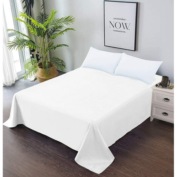 Amay 800 Thread Count 100% Organic Cotton Twin Size 1PC Flat Sheet ( 66x96 ) White solid