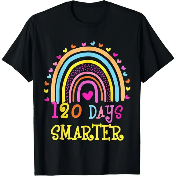 120th Day Of School Teacher 120 Days Smarter Rainbow Boys T-Shirt