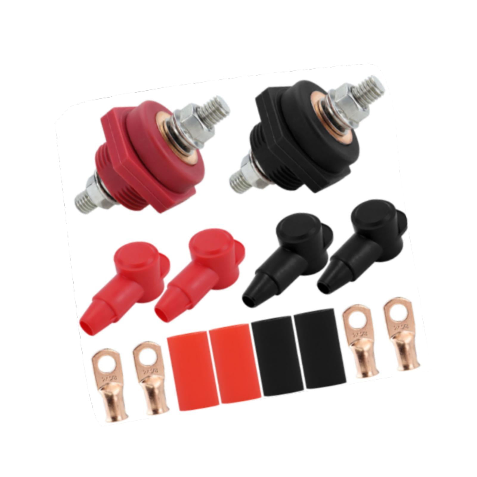 Luwecf Generic 3/8" thru Panel Battery Terminal Connector 12V Battery Terminal Stud for Red Black