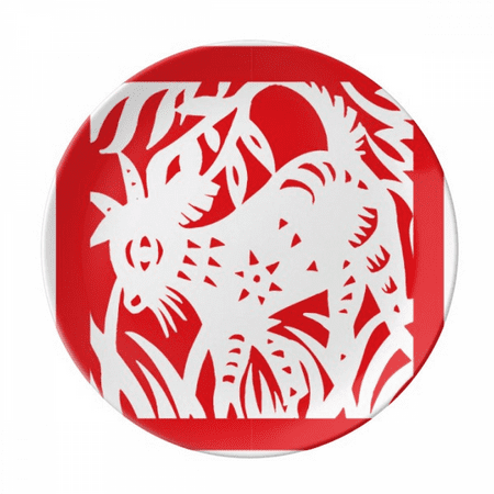 

Paper-cut Sheep Animal China Zodiac Plate Decorative Porcelain Salver Tableware Dinner Dish