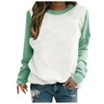 thumbnail image 1 of KIHOUT Spring Winter Womens Tops Fashion Long Sleeve Round Neck Solid Color Block Blouse Causal Pullover Tops, 1 of 6