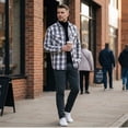 thumbnail image 4 of Cloudstyle Men's Pattern-Matched Plaid Business Casual Shirt - Slim Fit Brushed Flannel Long Sleeve Button-Down for Fall, 4 of 8