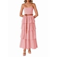 thumbnail image 2 of Women'S Summer Boho Strapless Maxi Dress Casual Sleeveless Off Shoulder Beach Long Sundress Pink XL, 2 of 9