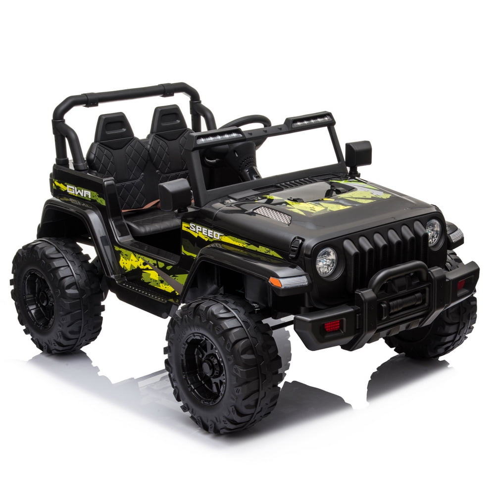 Kepooman 12V Kids Battery Powered Electric Ride On Truck Car with Remote Control & MP3 Player & LED Headlights & Horn, Black