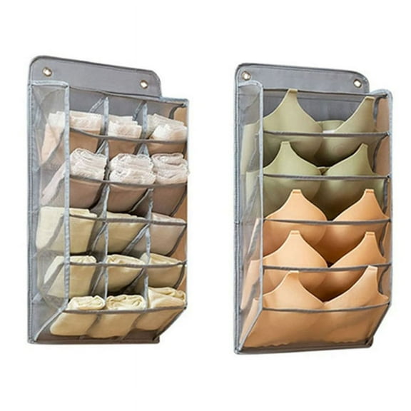15/5 Grids Bra Underwear Compartment Bag Wardrobe Socks Garments Holder Bag Wall Hanging Clothes Storage
