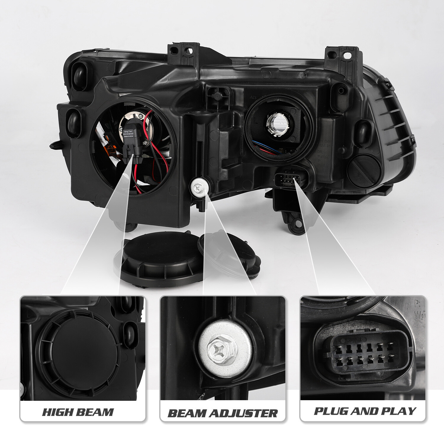 Titans Motors Black LED DRL Projector Headlights for 2011–2023 Chrysler 300 — Driver & Passenger Side Pair