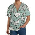 thumbnail image 3 of Disketp Men's Hawaiian Hand Drawn Chickens Print Shirts Button Down Holiday Beach Shirts-Large, 3 of 7