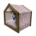 thumbnail image 1 of Cartoon Pet House, Kawaii Bunnies Ice Cream and Candies Doodle Cartoon Drawing Abstract, Outdoor & Indoor Portable Dog Kennel with Pillow and Cover, 5 Sizes, Turquoise Mustard Pink, by Ambesonne, 1 of 5