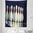 thumbnail image 1 of Bowling Party Tapestry, Classical Pins on Alley Competition Pursuit Leisure Time Theme Print, Fabric Wall Hanging Decor for Bedroom Living Room Dorm, 5 Sizes, Dark Blue White Red, by Ambesonne, 1 of 1