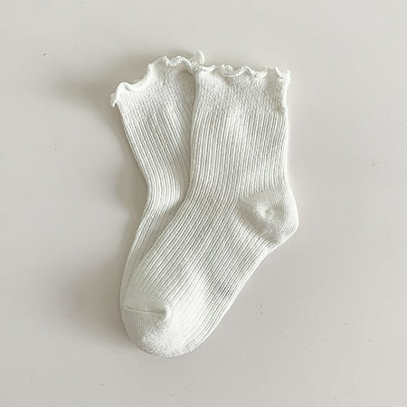 

kpoplk Toddler Socks Toddler Girls Autumn Winter Children s Socks Candy Colored Korean Girls Socks Wooden Ears Double Pins(White)