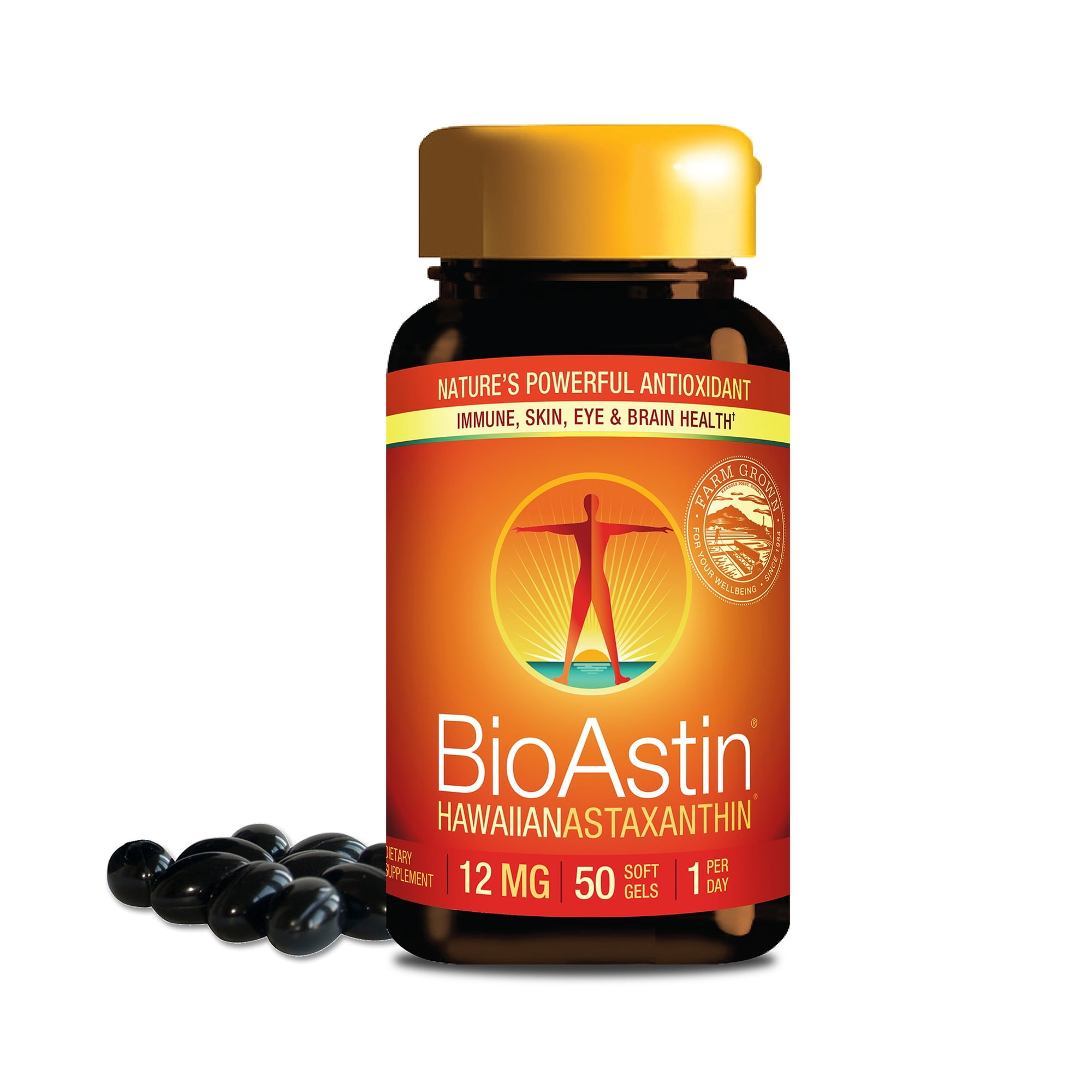 Nutrex Hawaii BioAstin Hawaiian Astaxanthin - Antioxidant Support for Skin and Immune Health - First-Class Microalgae Grown in Kona, Hawaii - Non-GMO and Gluten-Free- 12mg High Potency, 50 Softgels